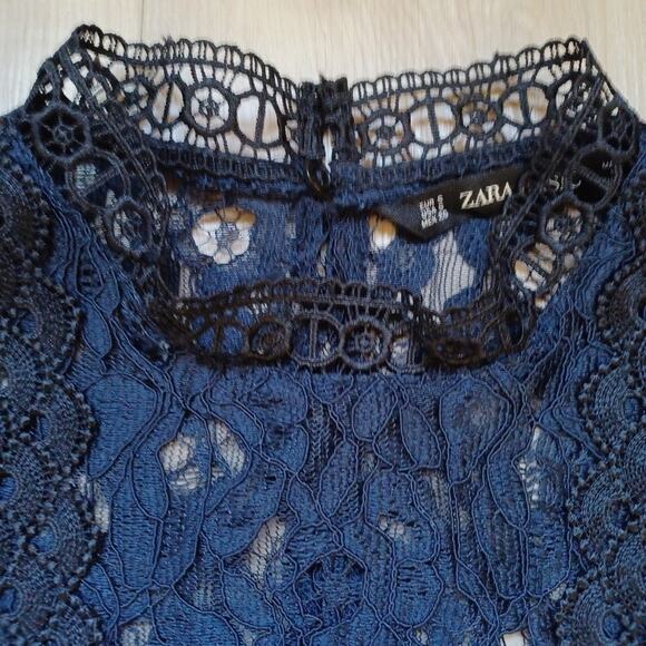 NWT Zara Lace Sheath Navy Black S - Picture 7 of 10
